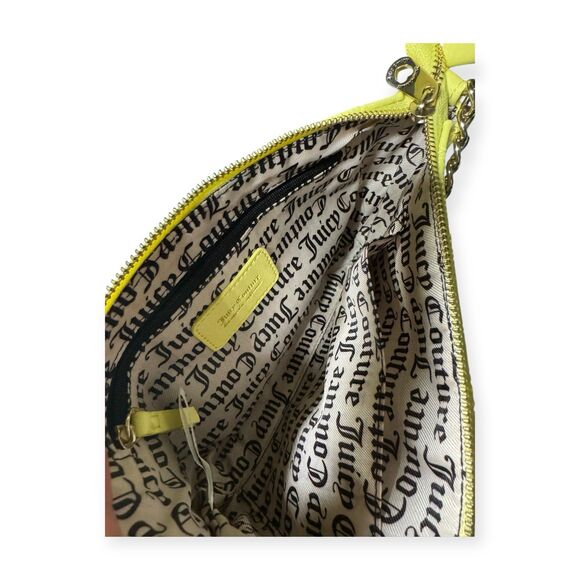 Juicy‎ Couture Yellow Textured Purse w/ Charms Retro Y2K Shoulder Bag - Picture 9 of 12